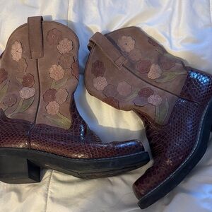 Ariat Brown Floral Heeled Boots